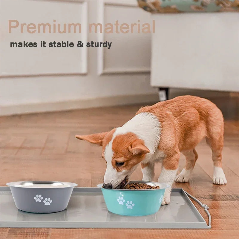 Stainless Steel Non-Slip Dog Bowls for Small, Medium, and Large Pets - Feeders and Drinkers Accessories